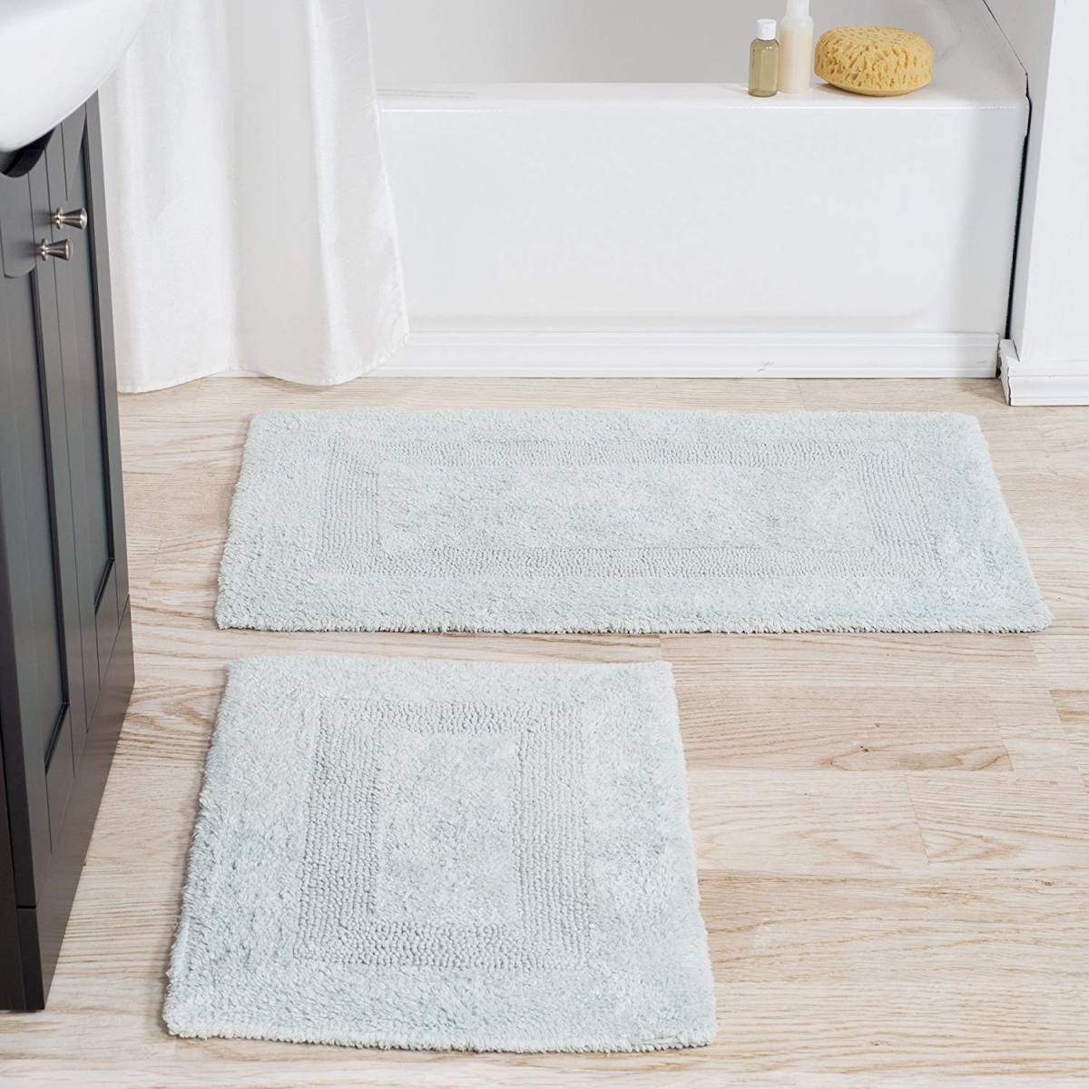 Picture of Bedford Home 67A-01707 Reversible Rug Set&#44; Seafoam - 2 Piece
