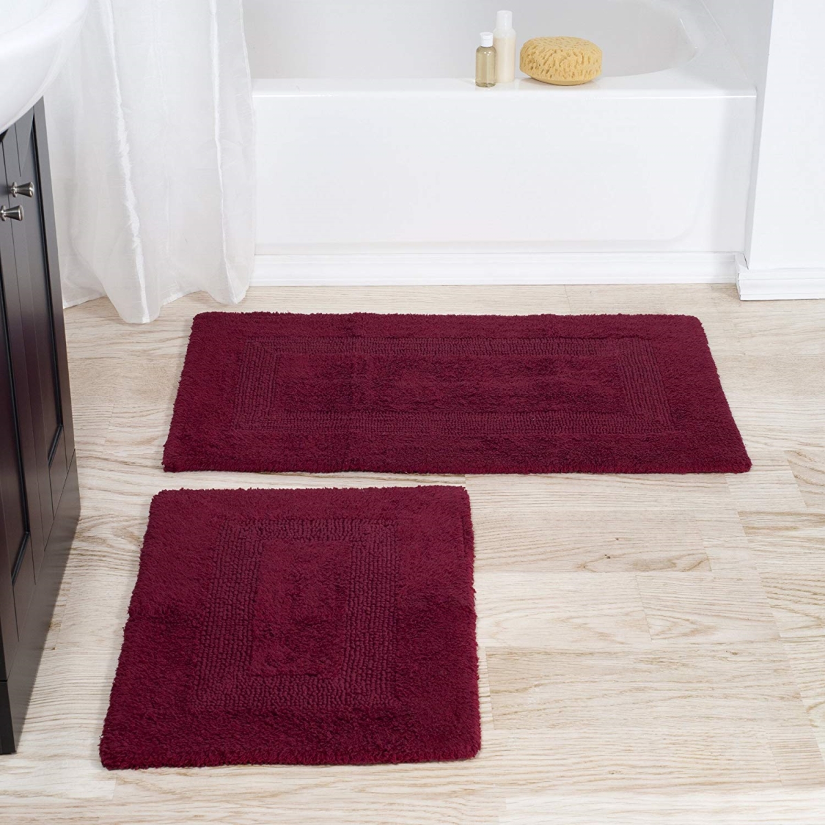 Picture of Bedford Home 67A-01721 Reversible Rug Set&#44; Burgundy - 2 Piece