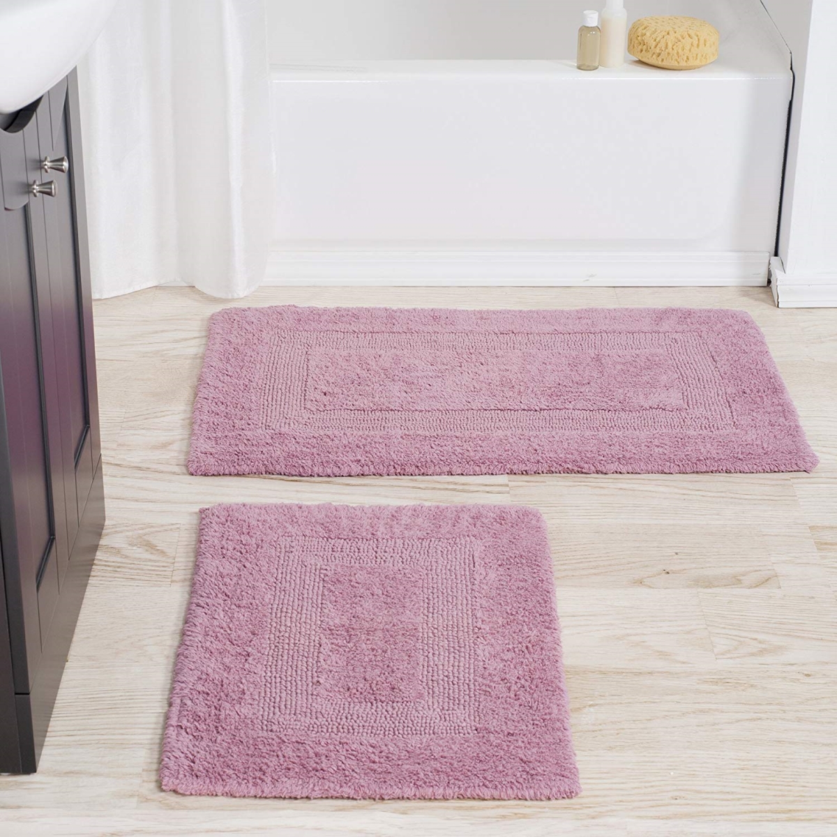 Picture of Bedford Home 67A-01769 100 Percent Cotton 2 Piece Reversible Rug Set - Rose