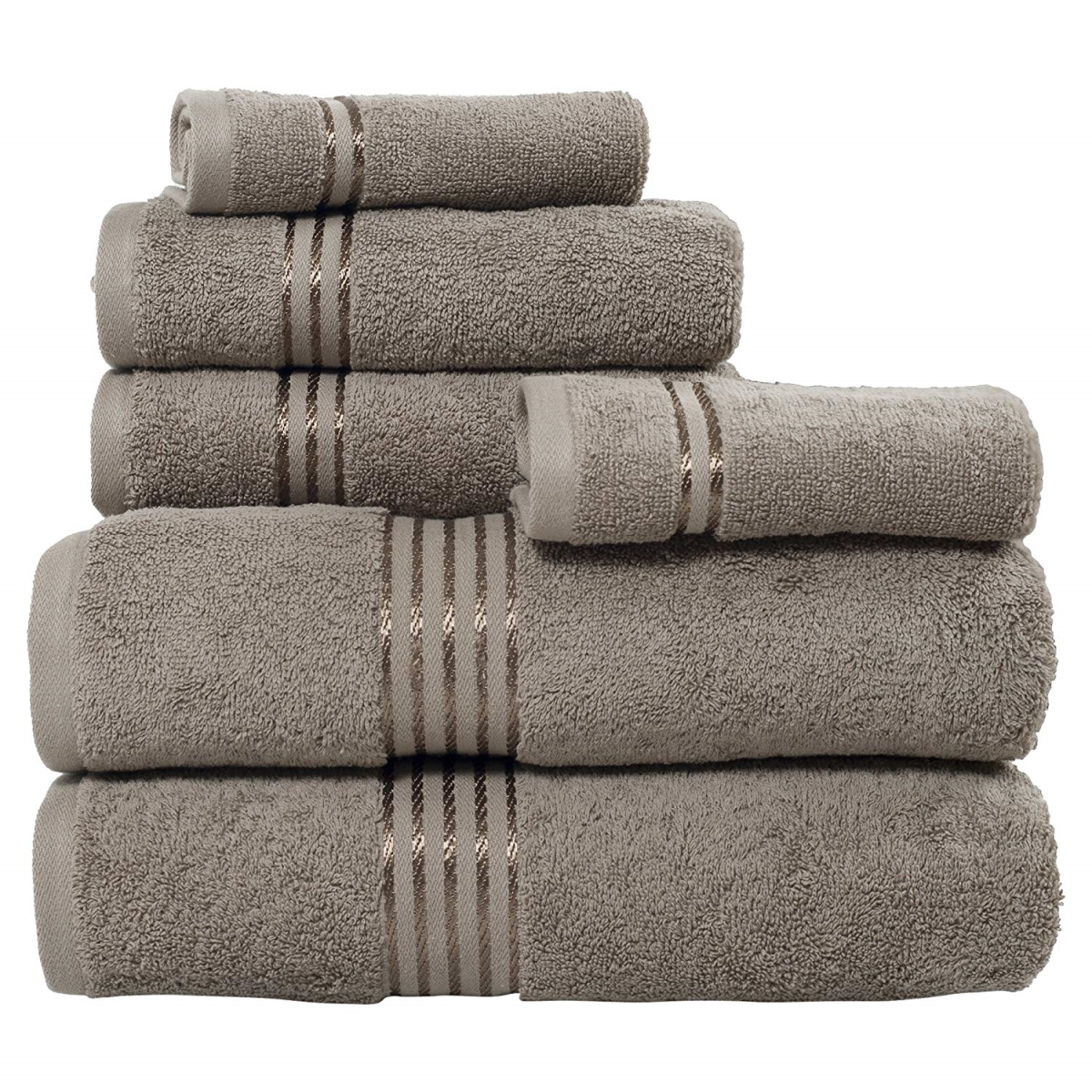 Picture of Bedford Home 67A-01806 100 Percent Cotton Hotel 6 Piece Towel Set - Taupe