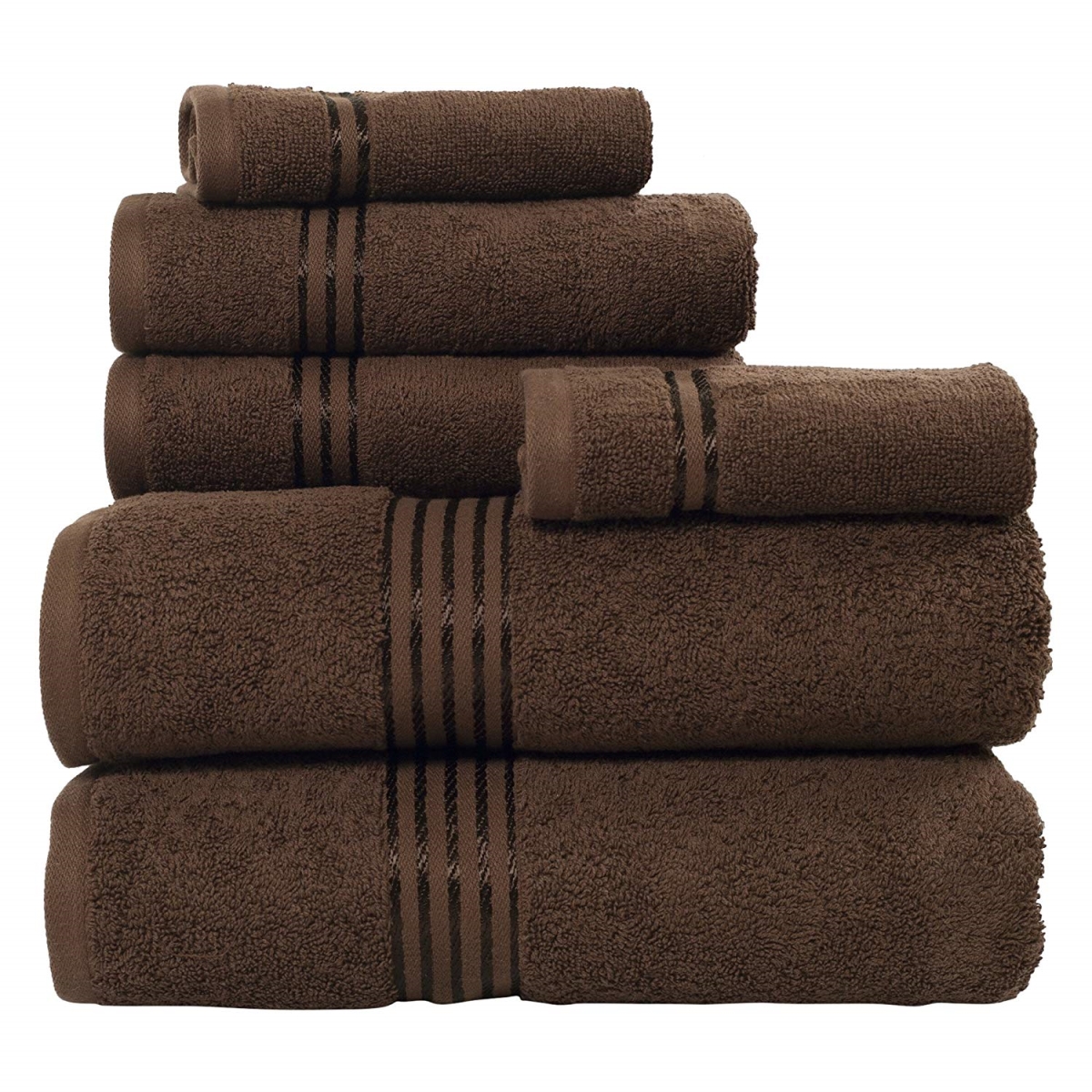 Picture of Bedford Home 67A-01813 100 Percent Cotton Hotel 6 Piece Towel Set - Chocolate