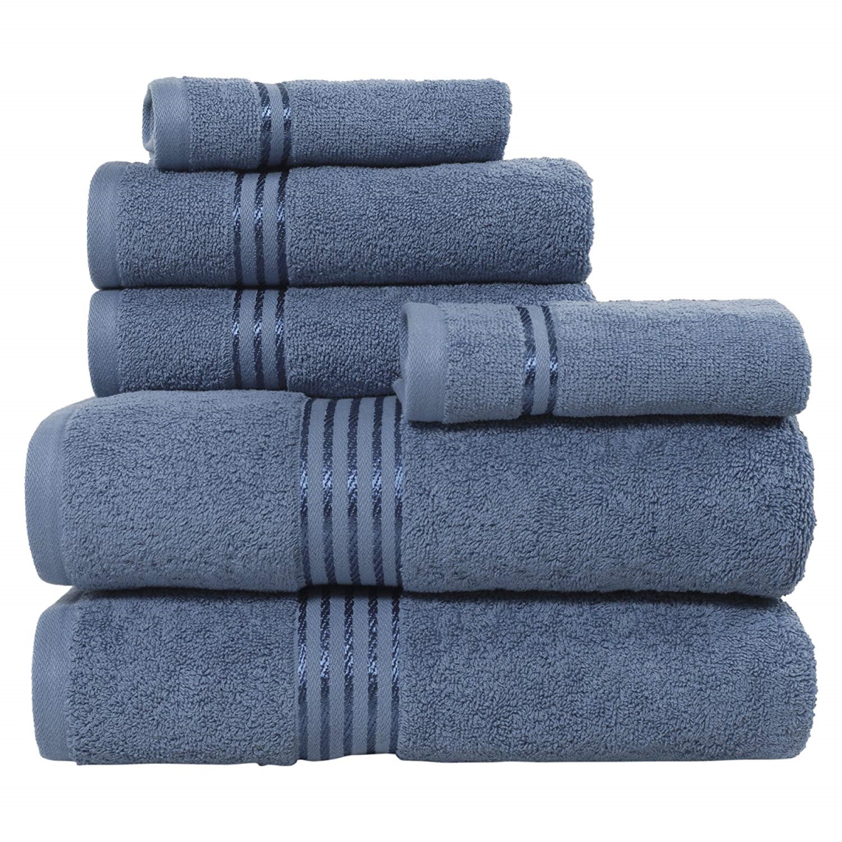 Picture of Bedford Home 67A-01820 100 Percent Cotton Hotel 6 Piece Towel Set - Light Blue