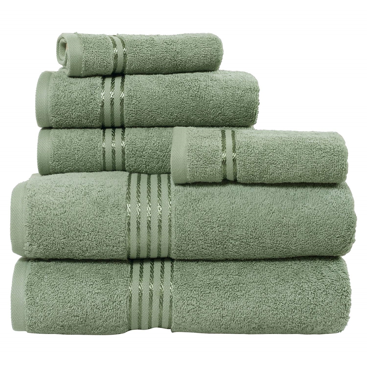 Picture of Bedford Home 67A-01837 100 Percent Cotton Hotel 6 Piece Towel Set - Green