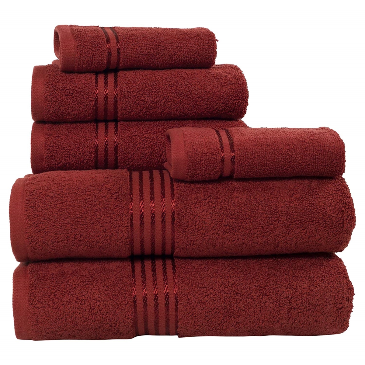 Picture of Bedford Home 67A-01851 100 Percent Cotton Hotel 6 Piece Towel Set - Burgundy