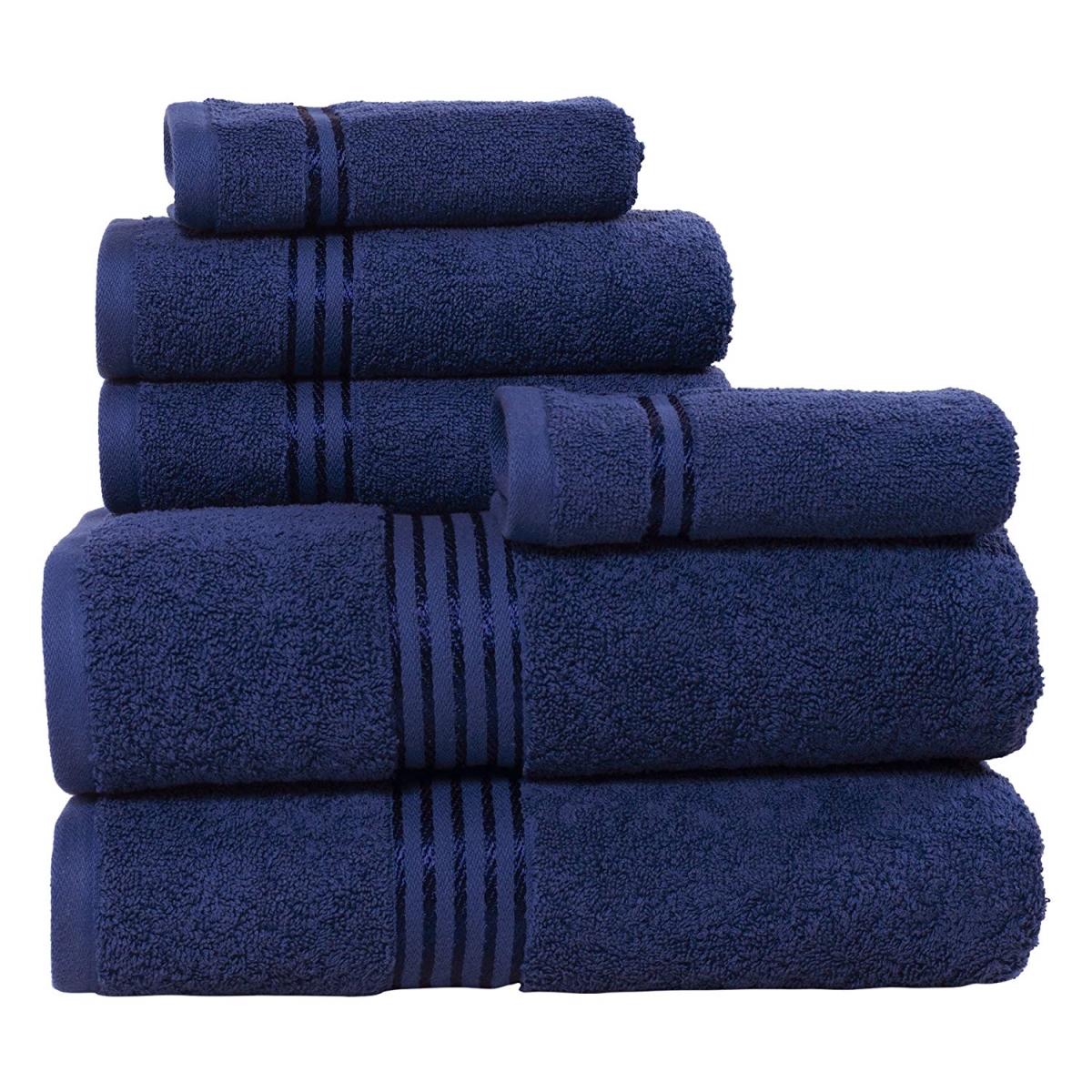 Picture of Bedford Home 67A-01868 100 Percent Cotton Hotel 6 Piece Towel Set - Navy