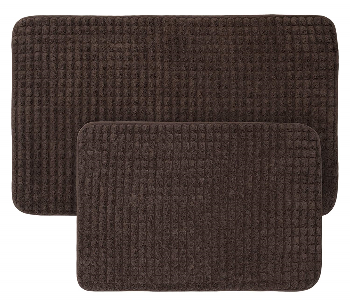 Picture of Bedford Home 67A-23321 2 Piece Memory Foam Bath Mat Set by Woven Jacquard Fleece - Chocolate