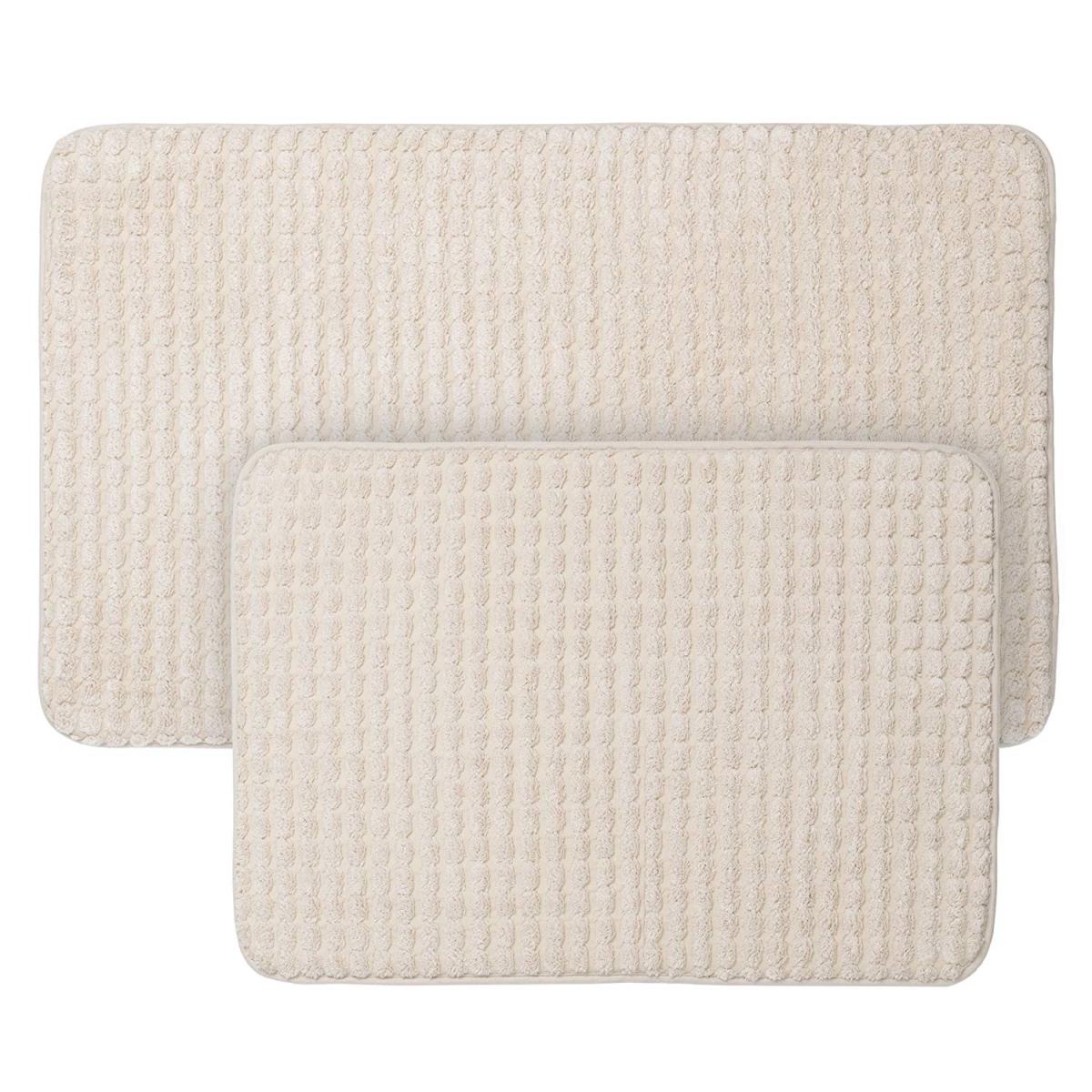 Picture of Bedford Home 67A-23338 2 Piece Memory Foam Bath Mat Set by Woven Jacquard Fleece - Ivory