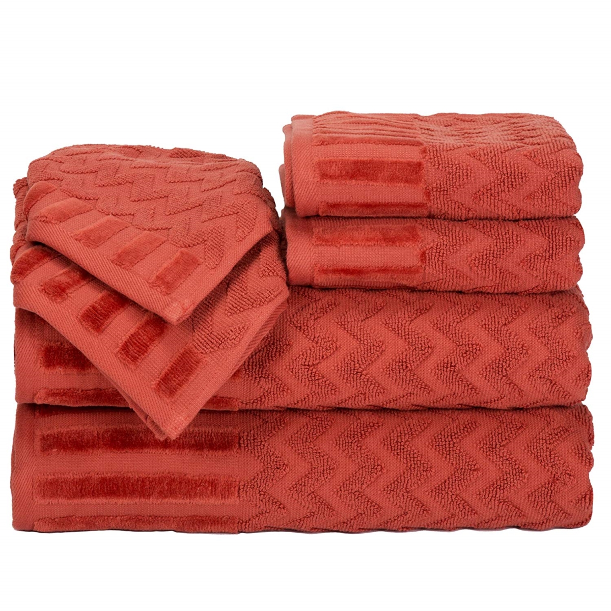 Picture of Bedford Home 67A-27551 6 Piece Cotton Deluxe Plush Bath Towel Set - Brick