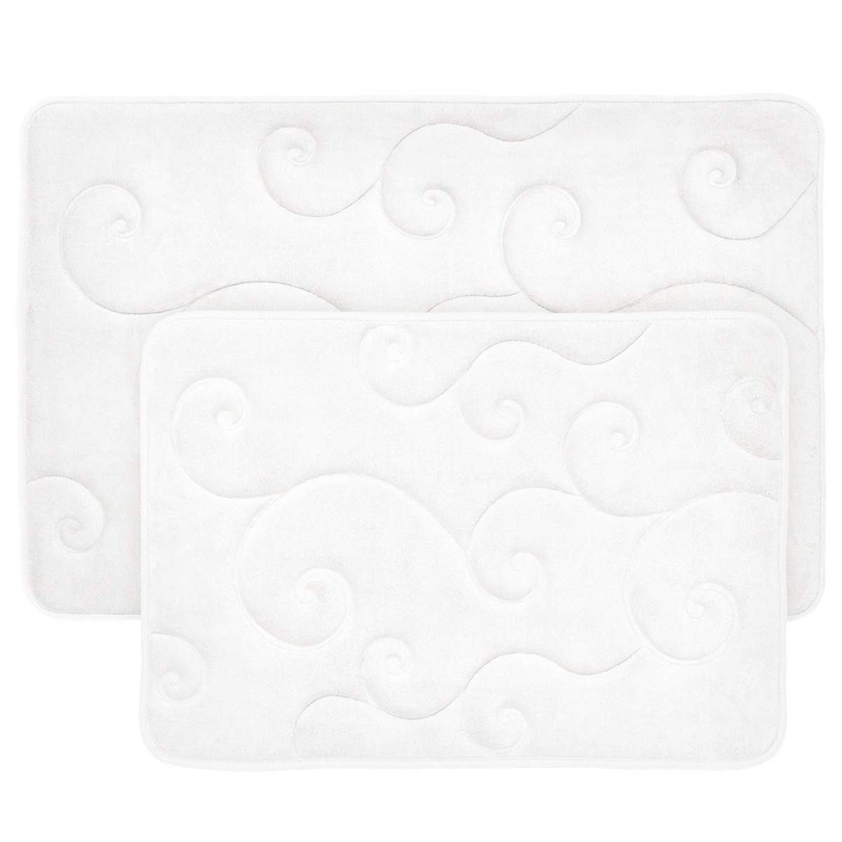 Picture of Bedford Home 67A-36802 2 Piece Memory Foam Bath Mat Set by Coral Fleece Embossed Pattern - White