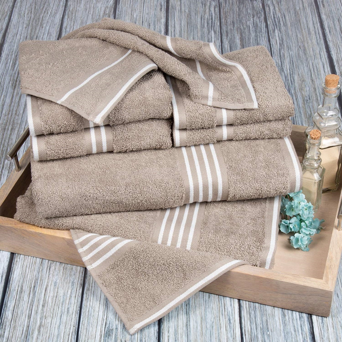 Picture of Bedford Home 67A-53574 Rio 8 Piece Cotton Towel Set - Taupe