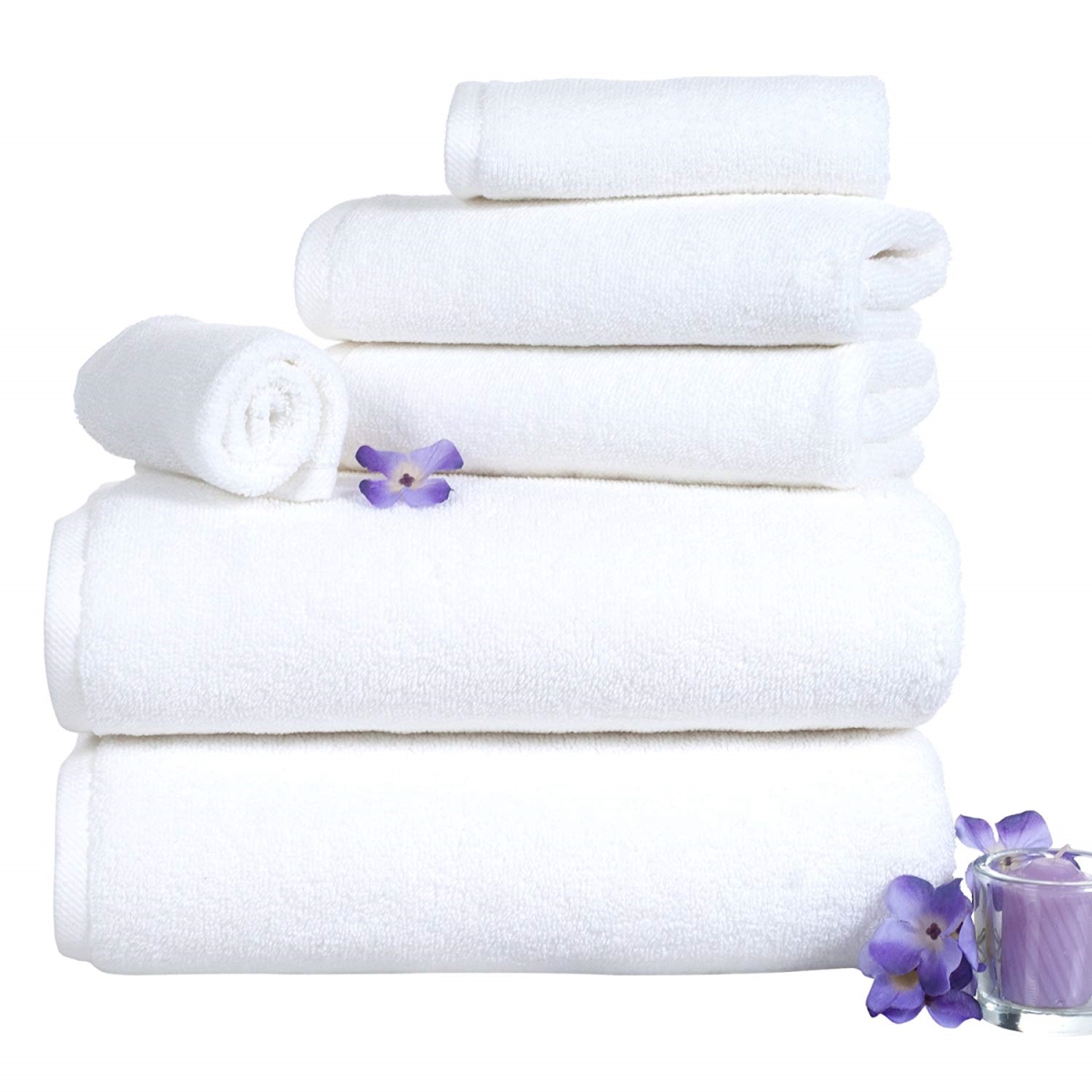 Picture of Bedford Home 67A-77200 100 Percent Cotton Zero Twist 6 Piece Towel Set - White