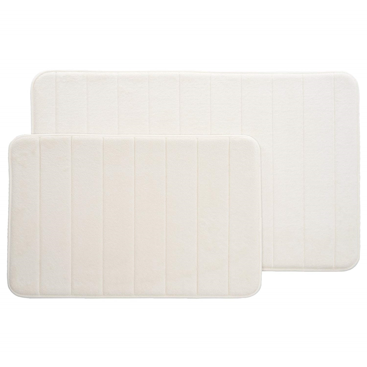 Picture of Bedford Home 67A-77422 2 Piece Memory Foam Striped Bath Mat&#44; White