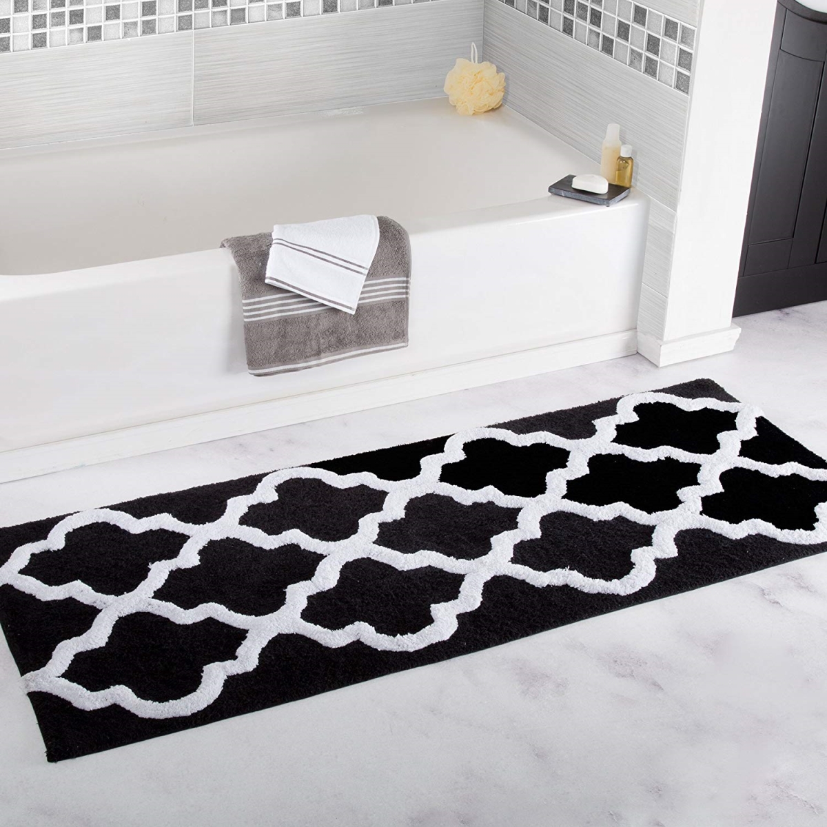 Picture of Bedford Home 67A-78591 100 Percent Cotton Trellis Bathroom Mat - 24 x 60 in. - Black