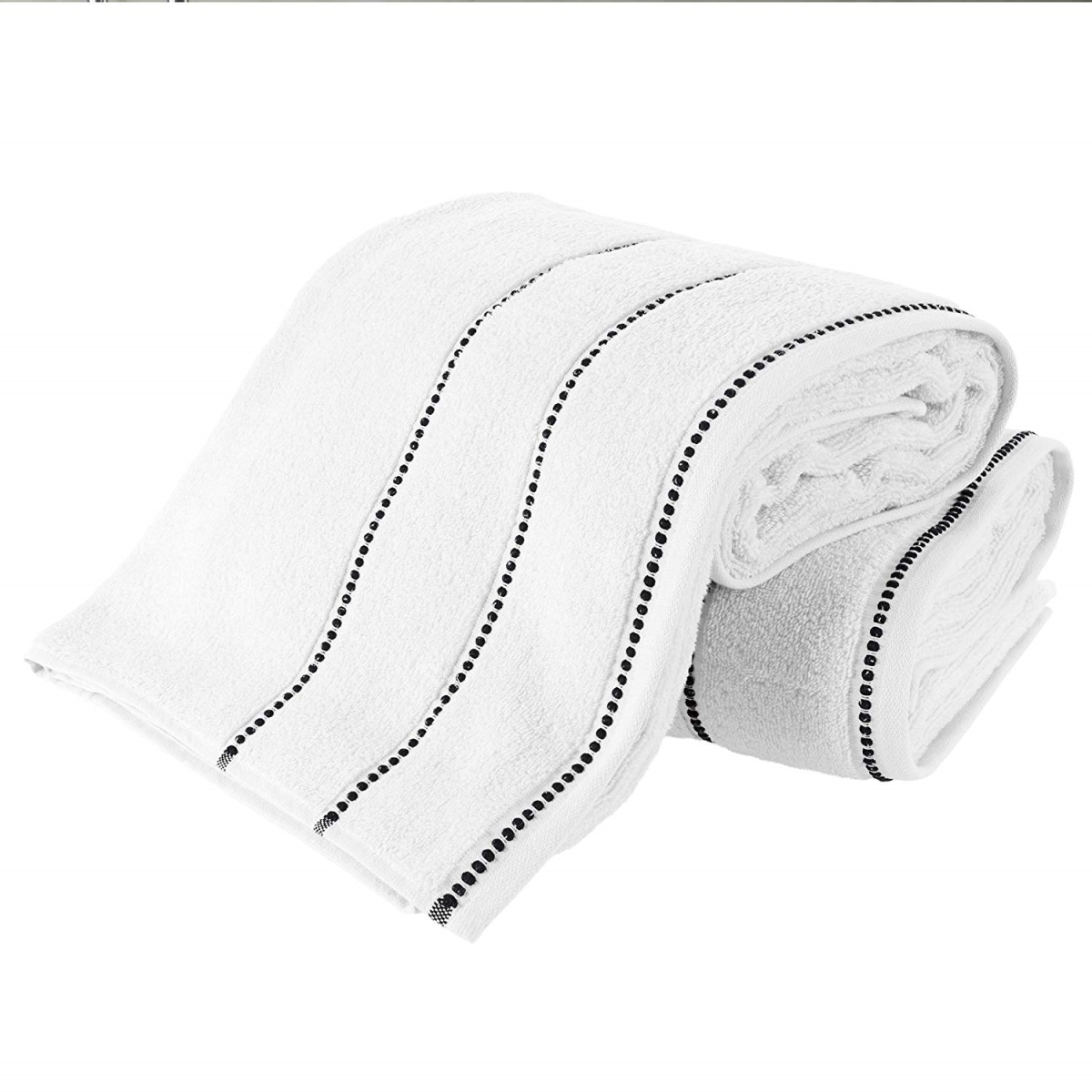 Picture of Bedford Home 67A-82726 Luxury Cotton Towel Set&#44; White & Black - 2 Piece