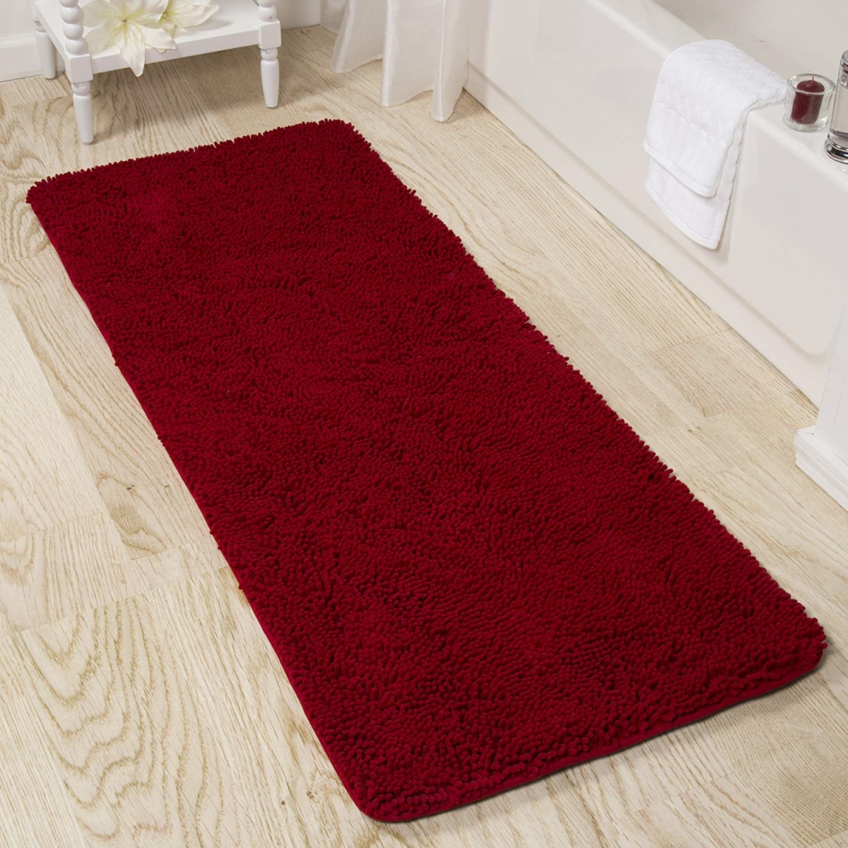 Picture of Bedford Home 67A-99056 Memory Foam Shag Bath Mat&#44; 2 ft. by 5 ft. - Burgundy