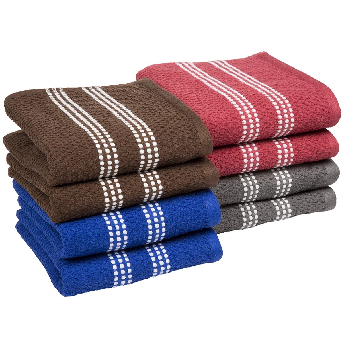Picture of Bedford Home 69A-71516 100 Percent Combed Cotton Dish Cloths Pack - Pack of 8