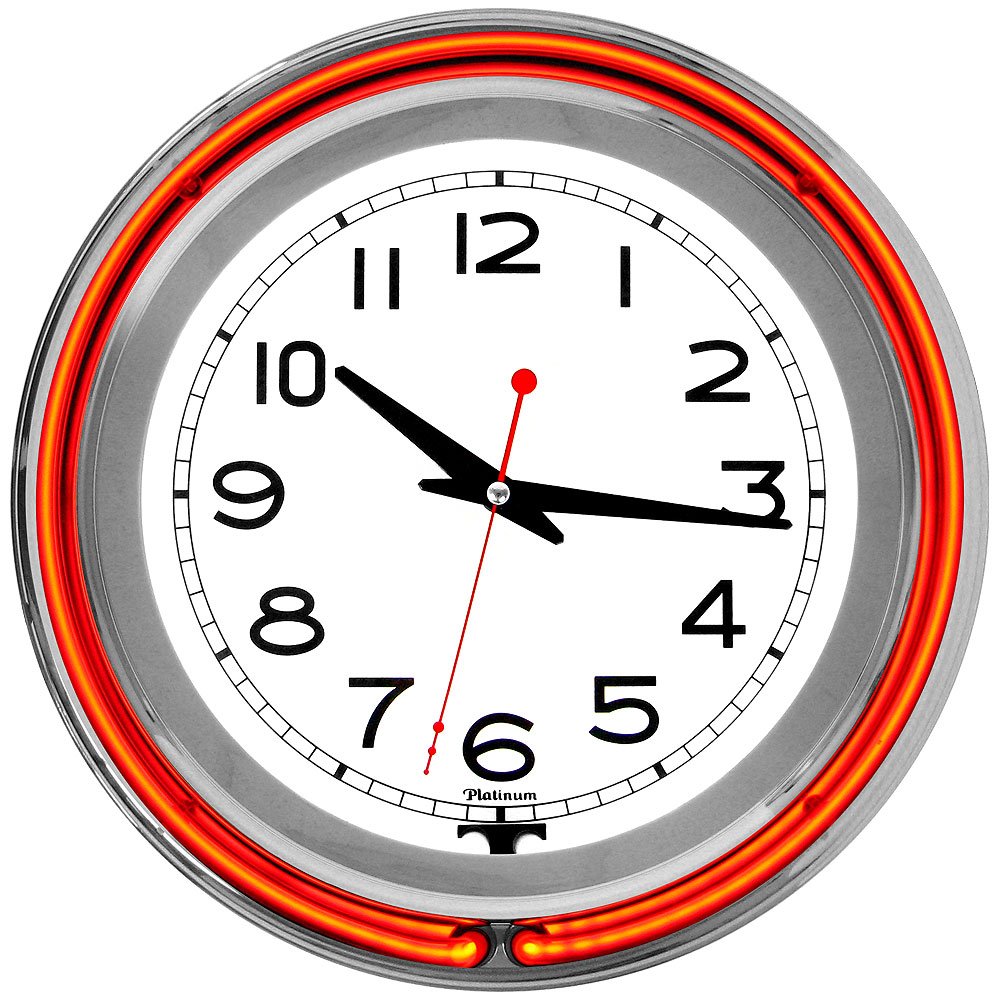 Picture of Trademark Global 99-1088ORG 14 in. Double Ring Neon Clock Orange Outer White Inner