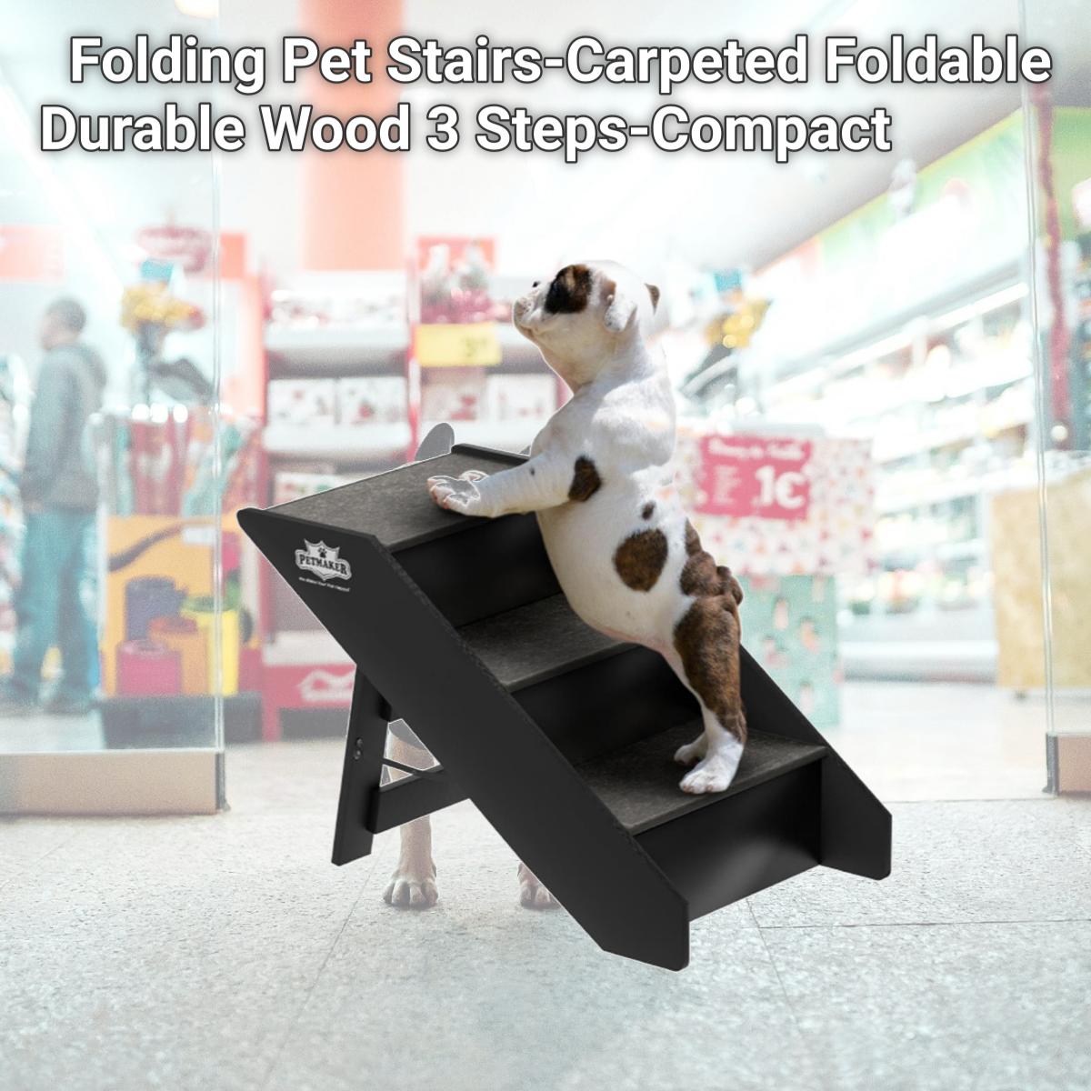 Picture of Petmaker 80-PET6148 Folding Pet Stairs-Carpeted Foldable Durable Wood 3 Steps-Compact