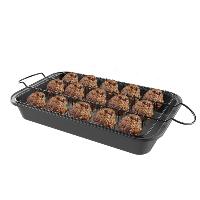 Picture of Classic Cuisine 82-KIT1105 Meatball Pan 2-in-1 Roaster with Removable Wire Rack Insert