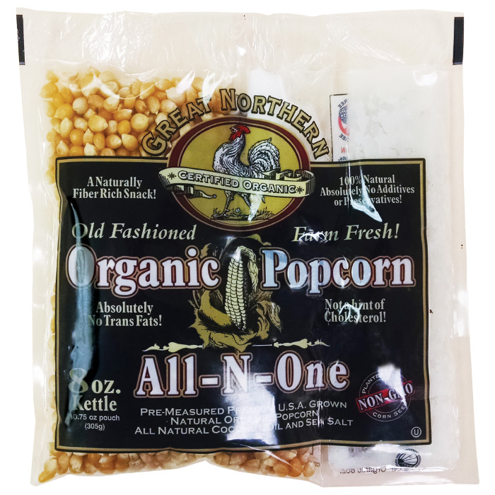 Picture of Great Northern Popcorn 83-DT5421 4138 Certified Organic 8 oz Old Fashioned Portion Packs - 18 Count