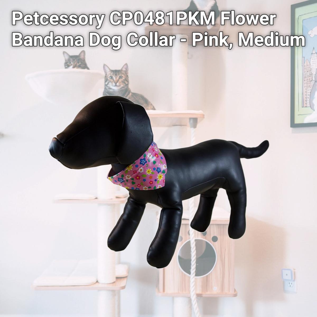 Picture of Petcessory CP0481PKM Flower Bandana Dog Collar - Pink, Medium