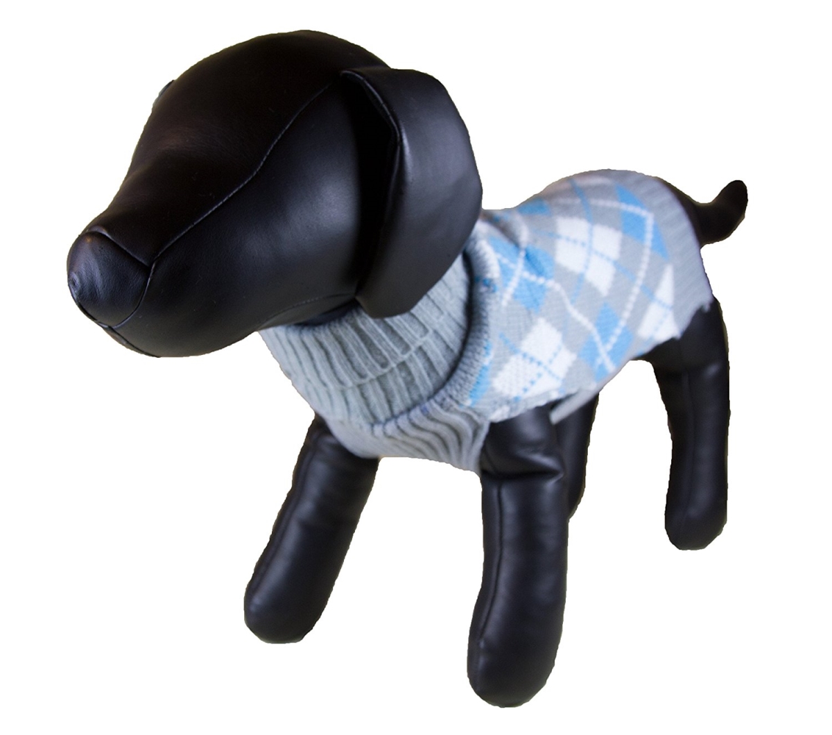 Picture of Petcessory DS1233-BXL Light Gray Argyle Turtleneck Dog Sweater - Extra Large