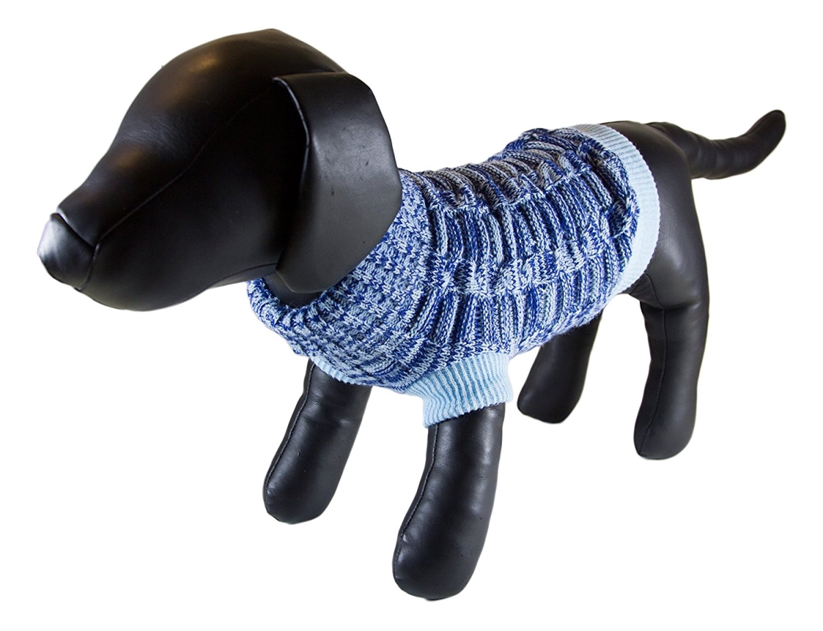 Picture of Petcessory DS1421AL Blue Woolen Turtleneck Dog Sweater - Large