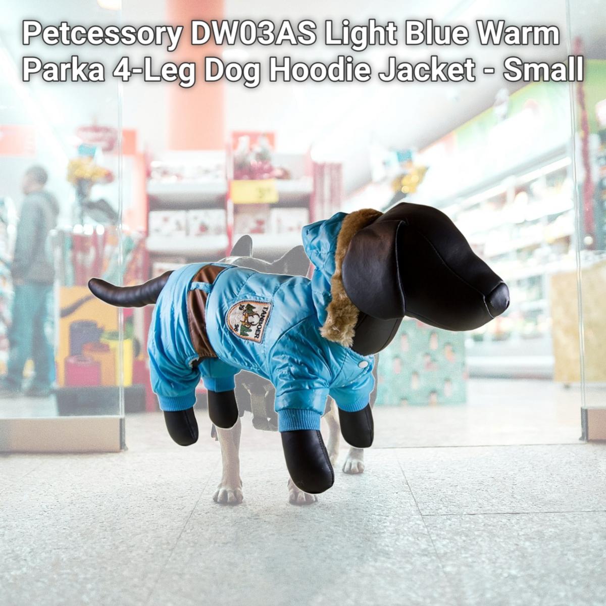 Picture of Petcessory DW03AS Light Blue Warm Parka 4-Leg Dog Hoodie Jacket - Small