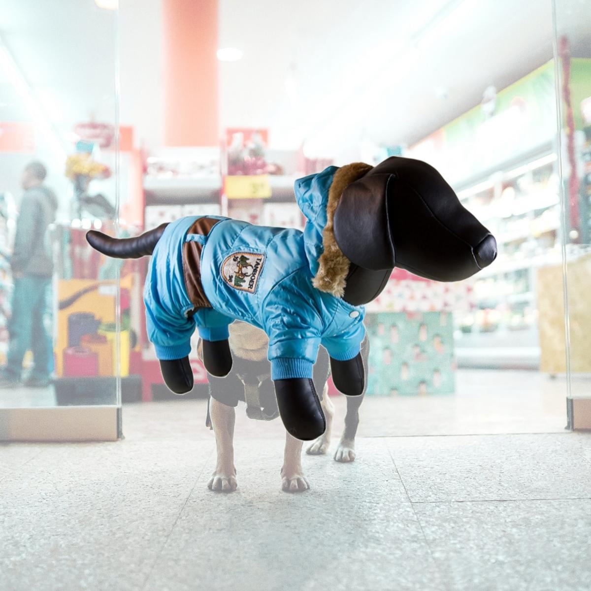Picture of Petcessory DW03AS Light Blue Warm Parka 4-Leg Dog Hoodie Jacket - Small