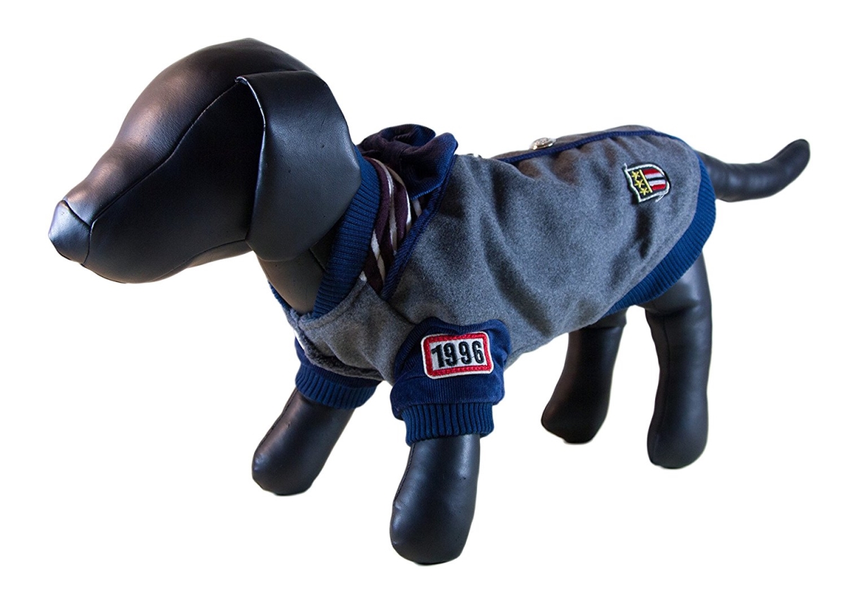 Picture of Petcessory DW08BM Gray Stripe 2-Leg Dog Coat - Medium