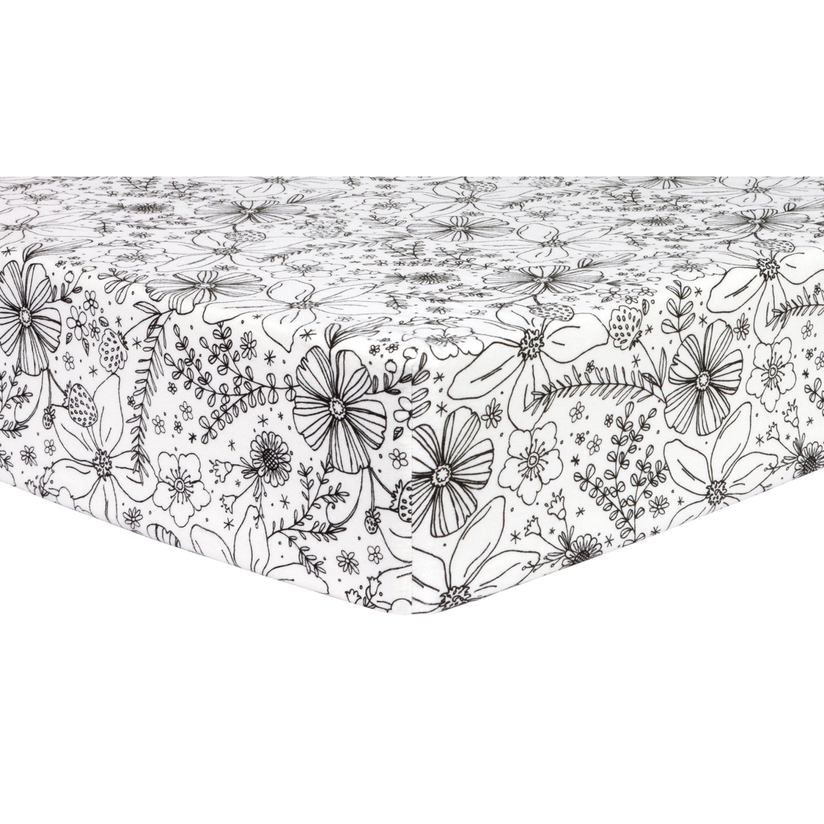 Trend-Lab 103629 Floral Deluxe Flannel Fitted Crib Sheet, Black & White