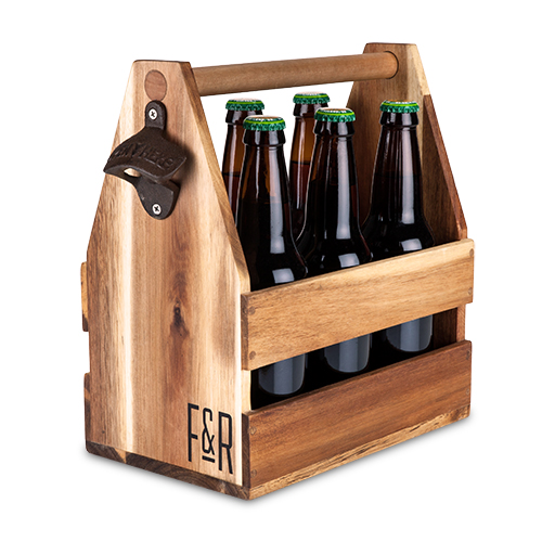 Picture of Foster & Rye 4069 Acacia Wood Beer Caddy&#44; Wood