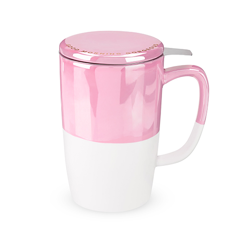 Picture of Pinky Up 7840 18 oz Delia Tea Mug & Infuser&#44; Pink