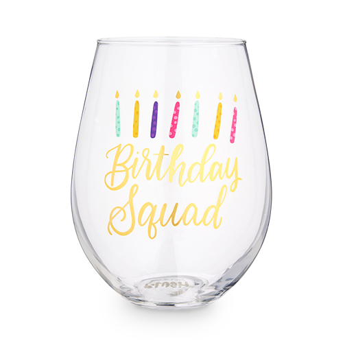 Picture of Blush 7782 30 oz Birthday Squad Stemless Wine Glass