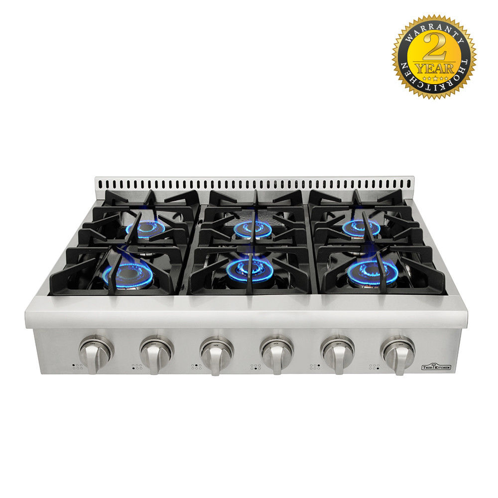 Picture of Thor Kitchen HRT3618U 36 in. Stainless Steel Gas Rangetop Cooktop with 6 Burner