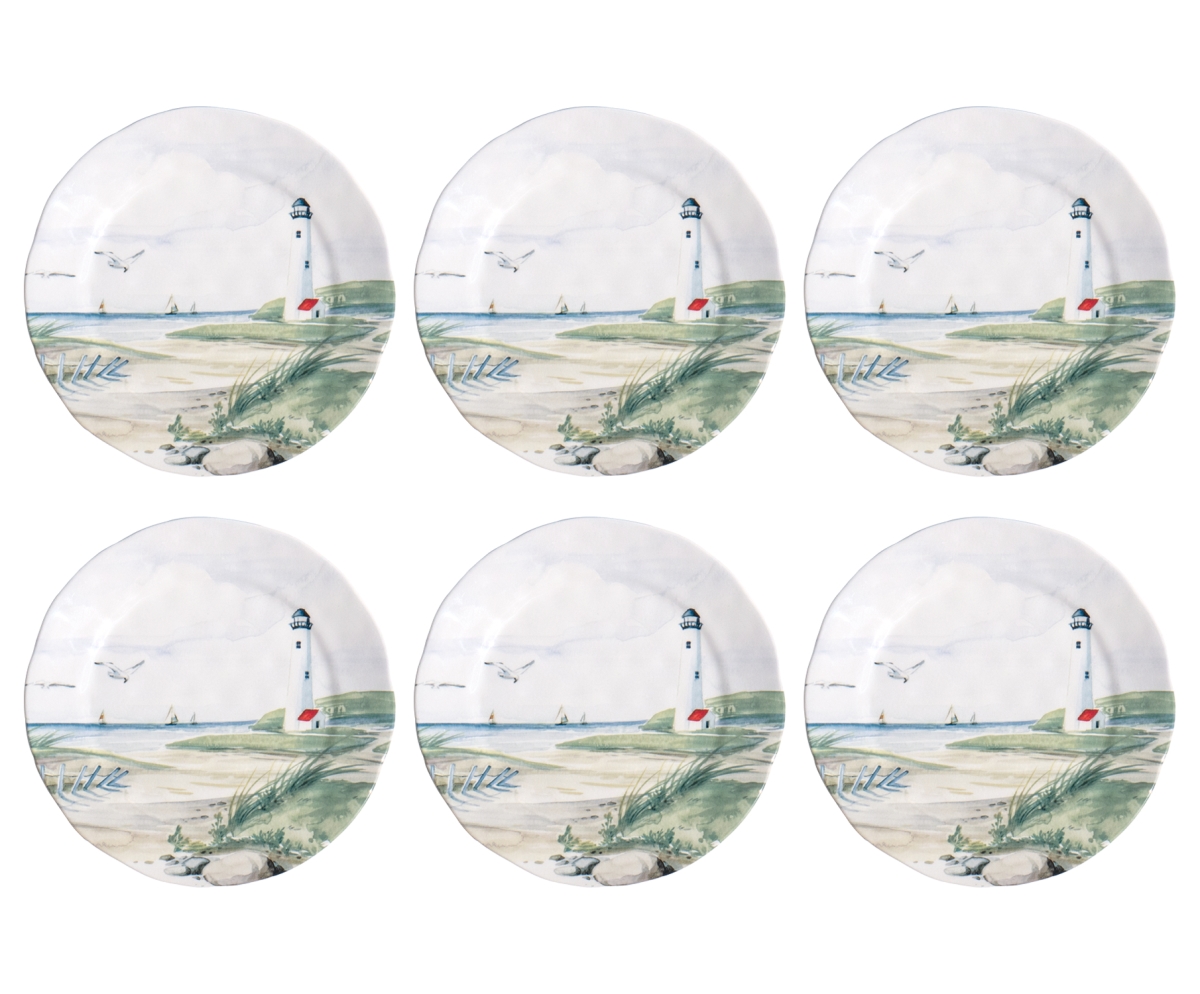 Picture of Abode Homewares DN24085385 8.5 in. TarHong by the Shore Salad Plate, White - Set of 6