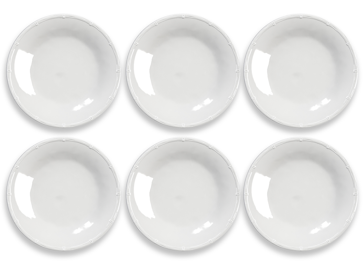 Picture of Abode Homewares DN24085781 10.5 in. TarHong Bamboo Raised Rim Dinner Plate, White - Set of 6