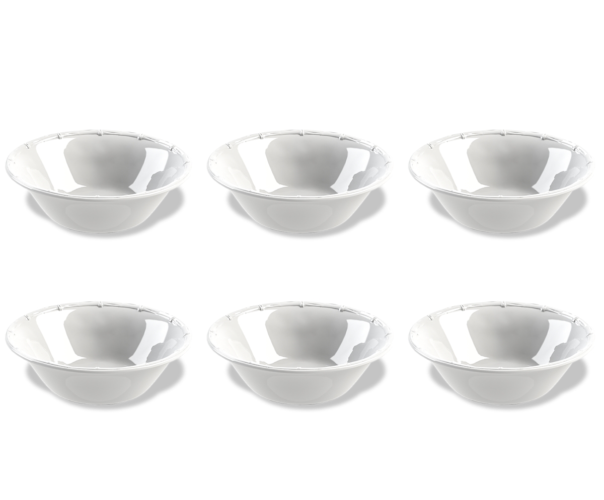 Picture of Abode Homewares DN24085989 17.7 oz 6.5 in. TarHong Bamboo Raised Rim Small Bowl, White - Set of 6