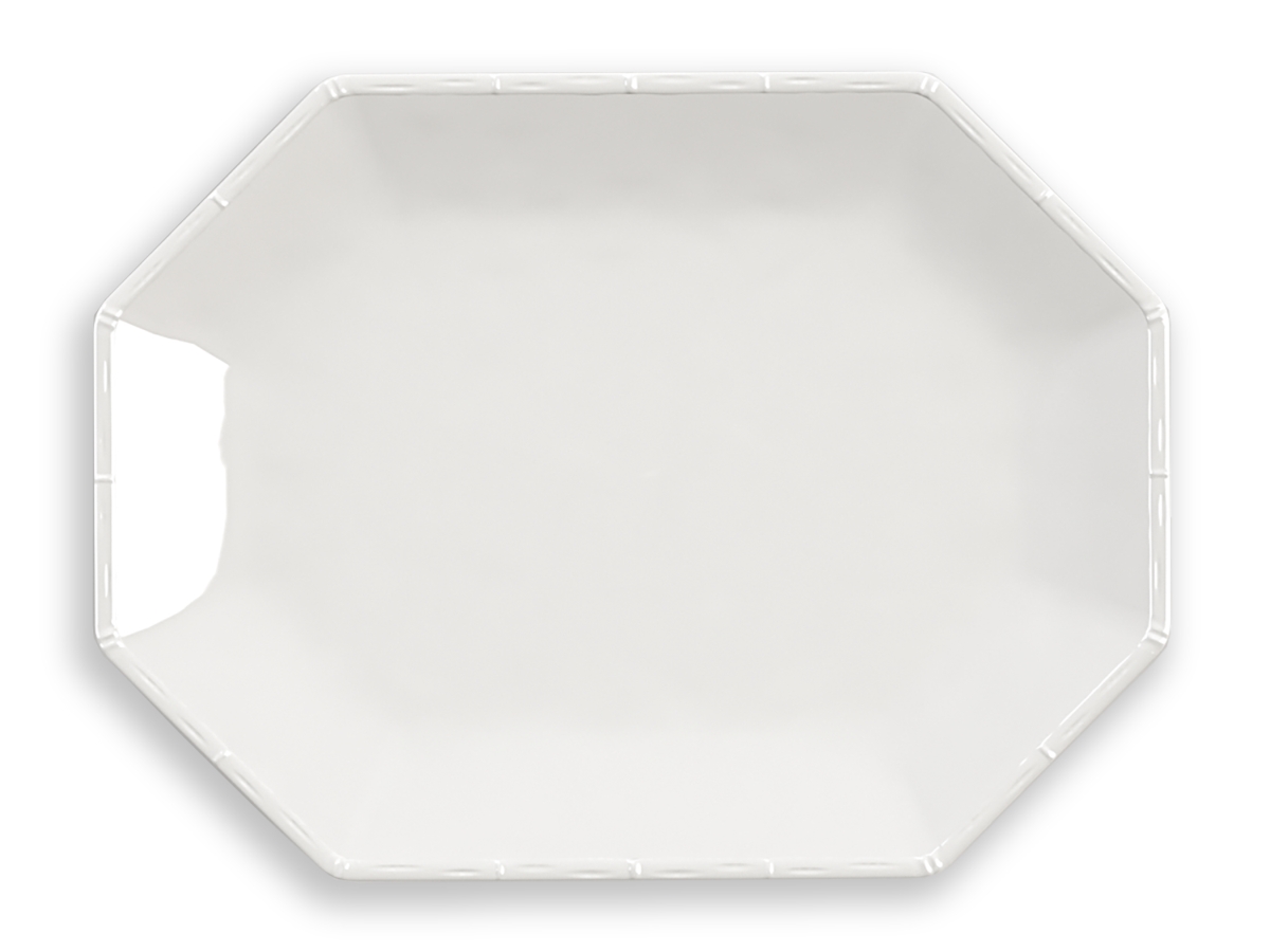 Picture of Abode Homewares DN24086085 16 in. TarHong Bamboo Raised Rim Octagonal Platter, White