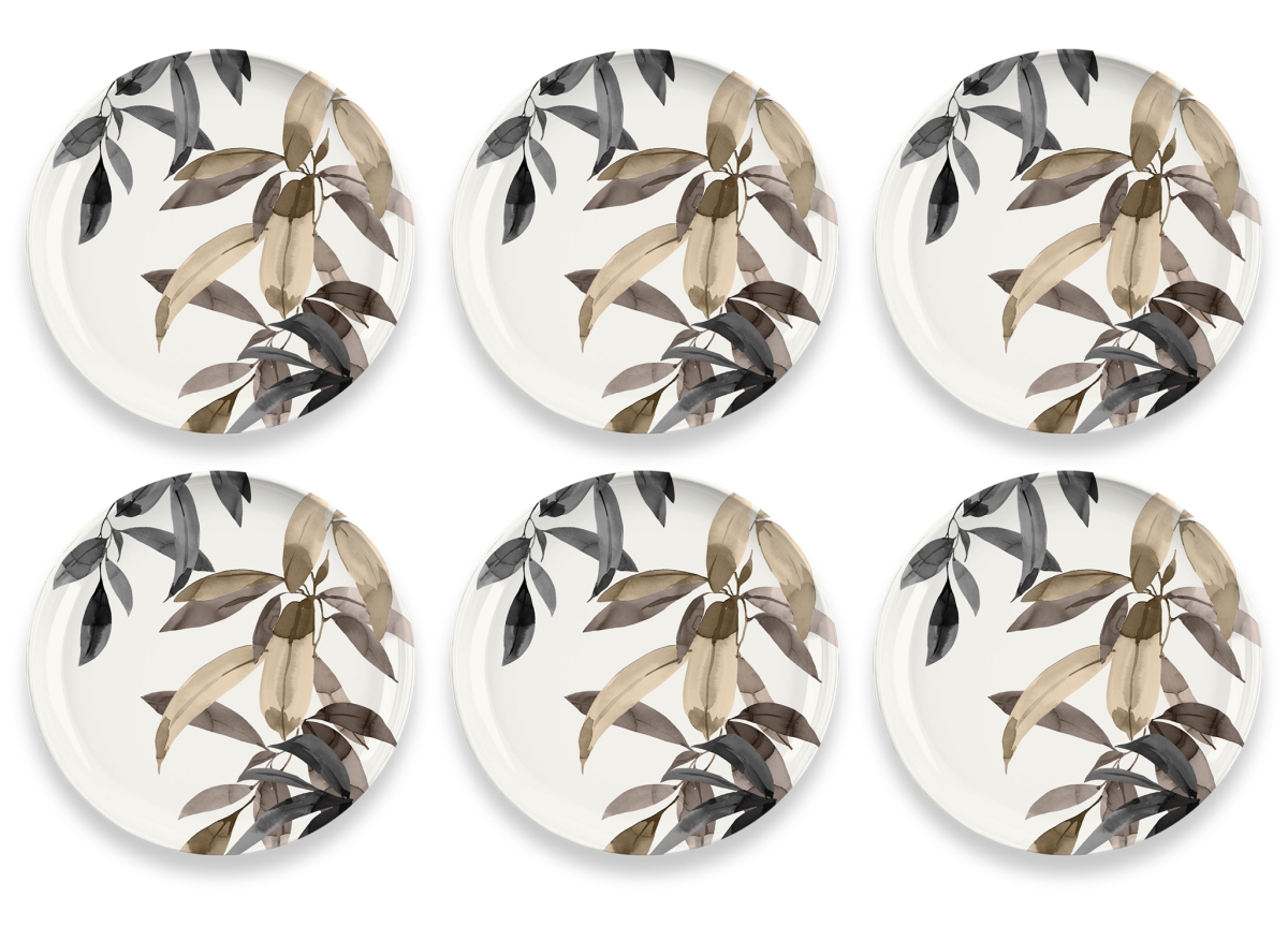 Picture of Abode Homewares DN24086283 TarHong Bali Leaves Dinner Plate, Brown - Set of 6
