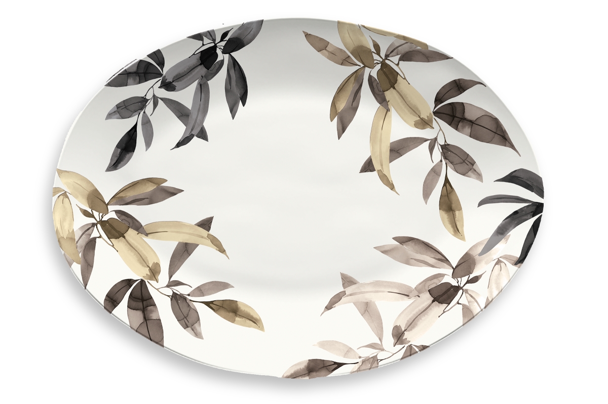 Picture of Abode Homewares DN24086580 18.9 in. TarHong Bali Leaves Oval Platter, Brown