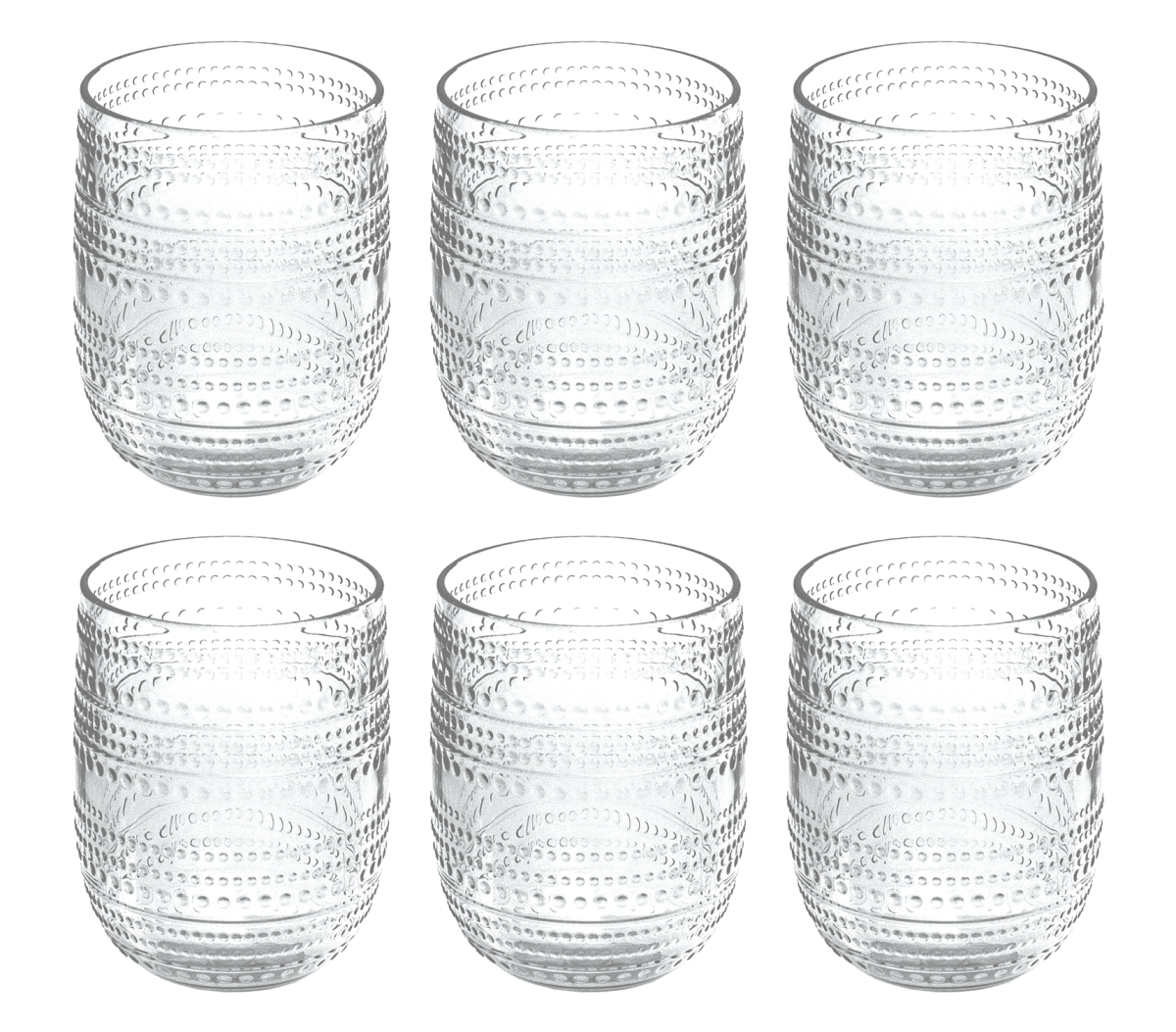 Picture of Abode Homewares DK24086689 15 oz Beaded Stemless Glass, Clear - Set of 6