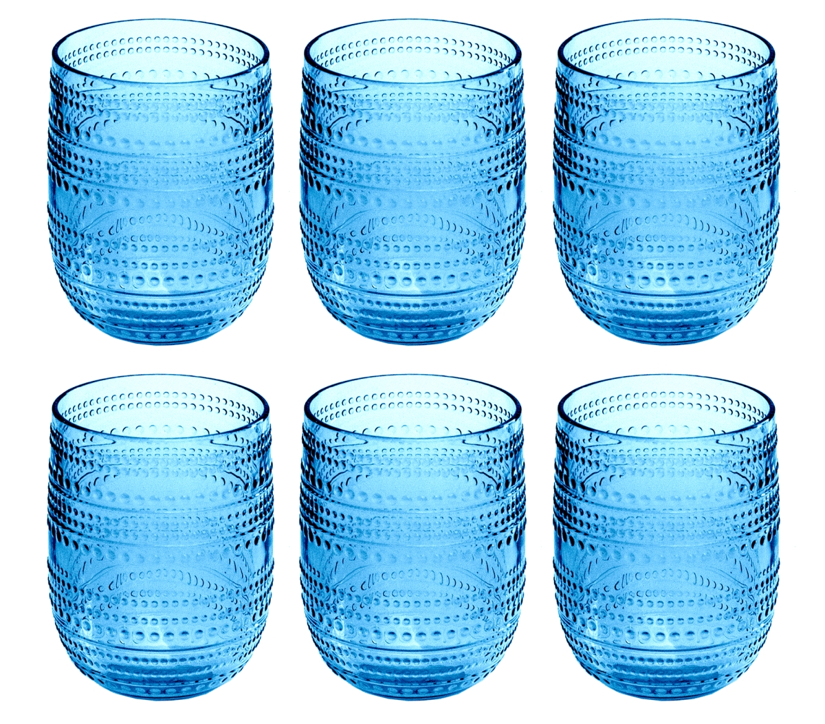 Picture of Abode Homewares DK24086788 15 oz Beaded Stemless Glass, Blue - Set of 6