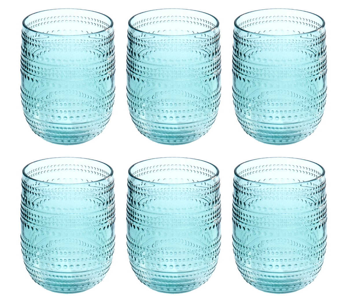 Picture of Abode Homewares DK24086887 15 oz Beaded Stemless Glass, Green - Set of 6