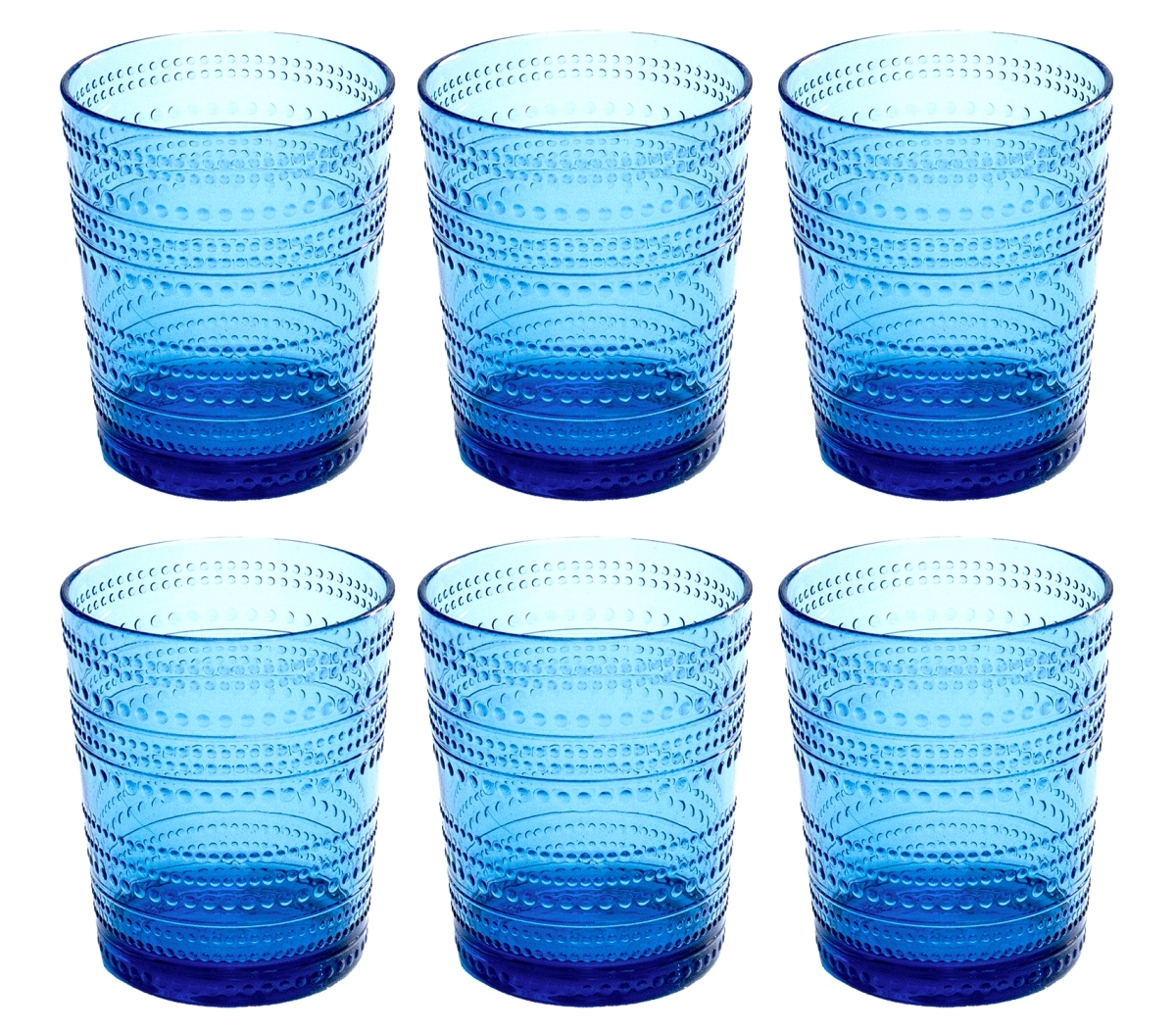 Picture of Abode Homewares DK24087082 15.6 oz Beaded DOF Glass, Blue - Set of 6