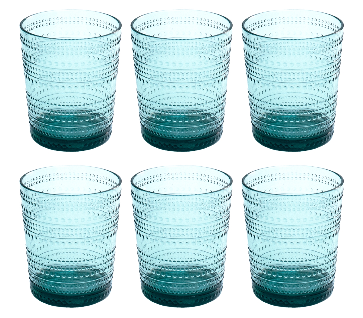 Picture of Abode Homewares DK24087181 15.6 oz Beaded DOF Glass, Green - Set of 6