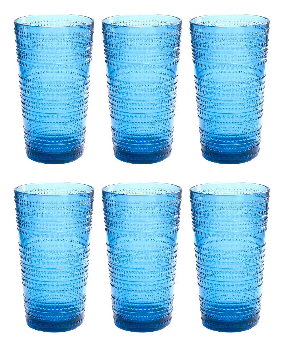 Picture of Abode Homewares DK24087389 16 oz Beaded Jumbo Glass, Blue
