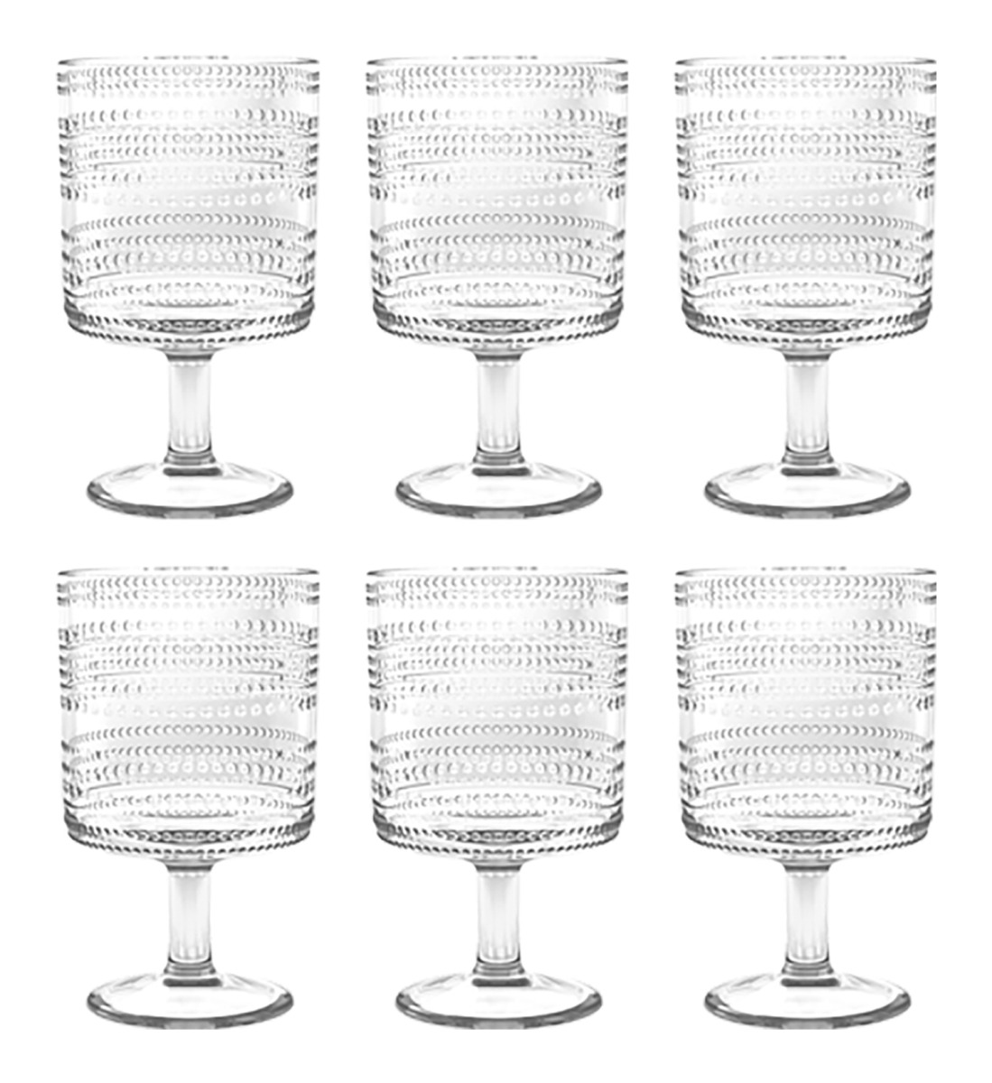Picture of Abode Homewares DK24087686 14.8 oz TarHong Beaded Stacking Goblet, Clear - Set of 6