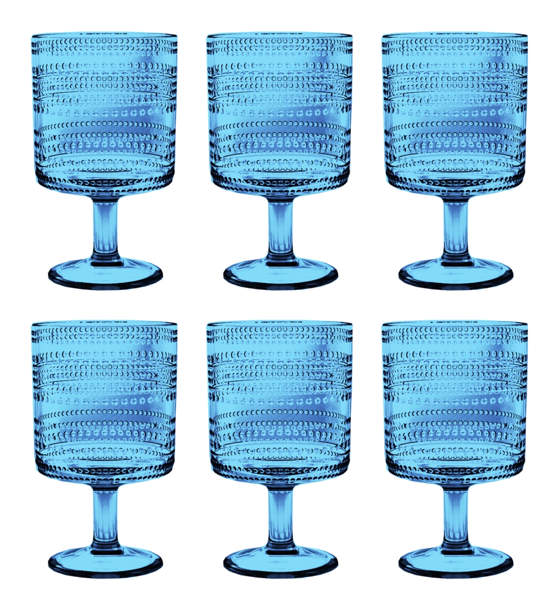 Picture of Abode Homewares DK24087785 14.8 oz TarHong Beaded Stacking Goblet, Blue - Set of 6
