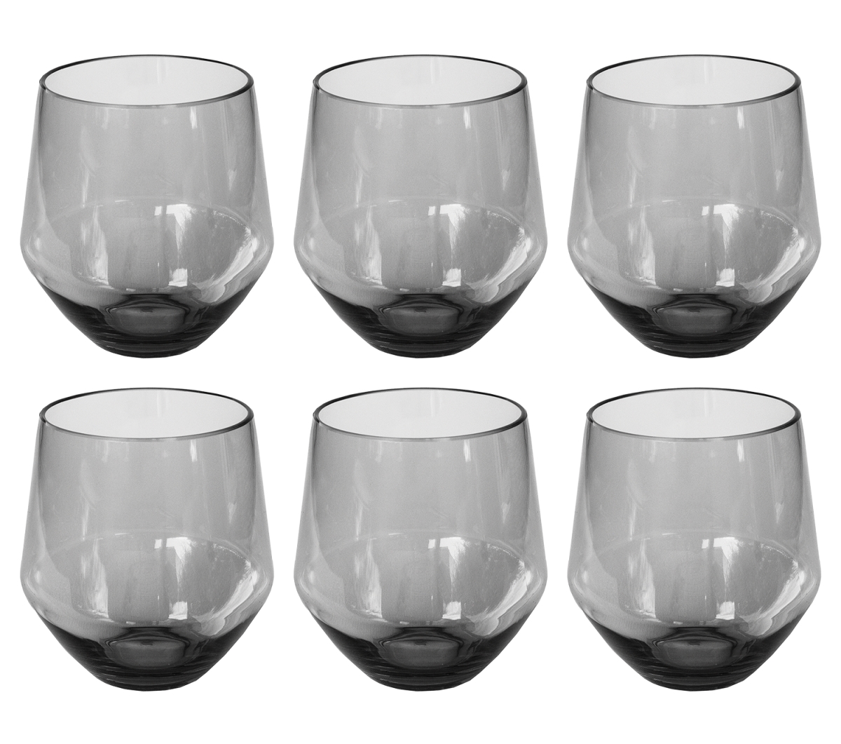 Picture of Abode Homewares DK24089482 18 oz Angle Stemless Glass, Grey - Set of 6